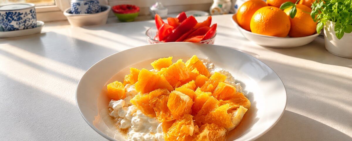 Cottage cheese og appelsin