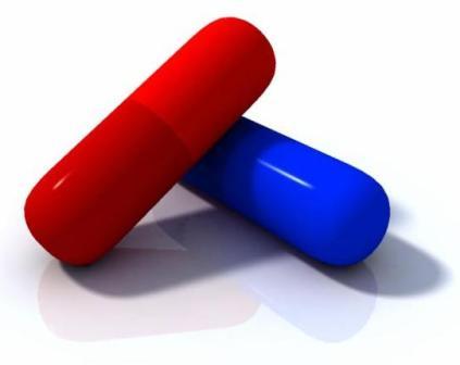 Blå og rød pille